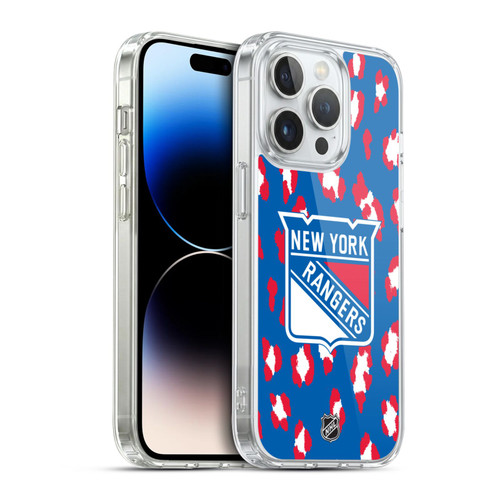 NHL New York Rangers Leopard Pattern Soft Gel Case for Apple iPhone 14 Pro & MagSafe