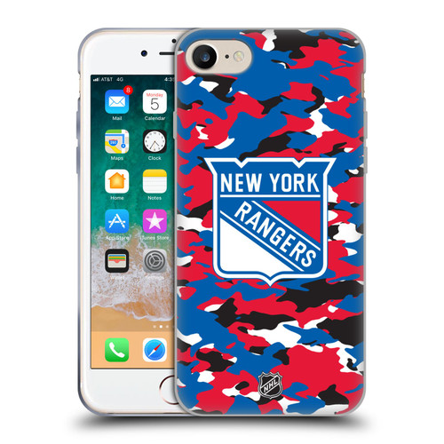 NHL New York Rangers Camouflage Soft Gel Case for Apple iPhone 7 / 8 / SE 2020 & 2022 & MagSafe