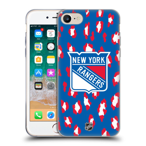 NHL New York Rangers Leopard Pattern Soft Gel Case for Apple iPhone 7 / 8 / SE 2020 & 2022 & MagSafe