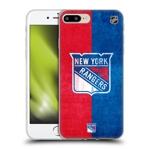 NHL New York Rangers Half Distressed Soft Gel Case for Apple iPhone 7 Plus / iPhone 8 Plus & MagSafe