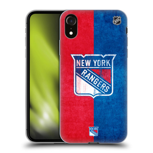NHL New York Rangers Half Distressed Soft Gel Case for Apple iPhone XR