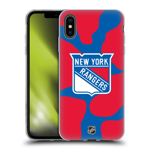 NHL New York Rangers Cow Pattern Soft Gel Case for Apple iPhone XS Max
