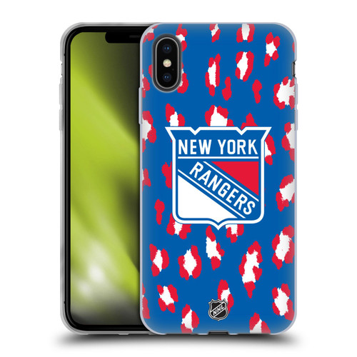 NHL New York Rangers Leopard Patten Soft Gel Case for Apple iPhone XS Max