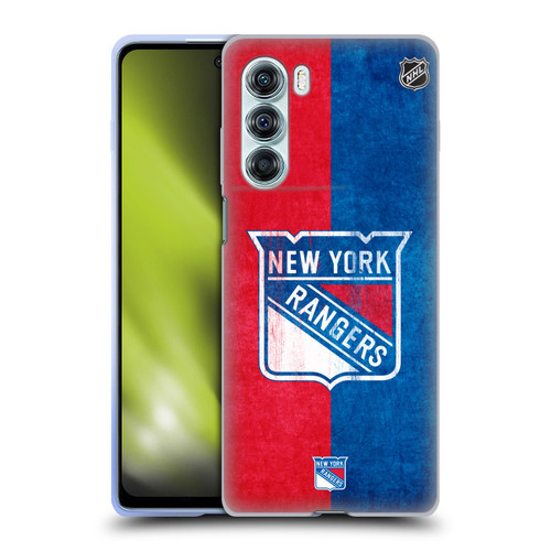 NHL New York Rangers Half Distressed Soft Gel Case for Motorola Edge S30 / Moto G200 5G