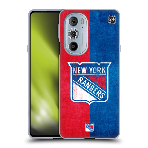 NHL New York Rangers Half Distressed Soft Gel Case for Motorola Edge X30