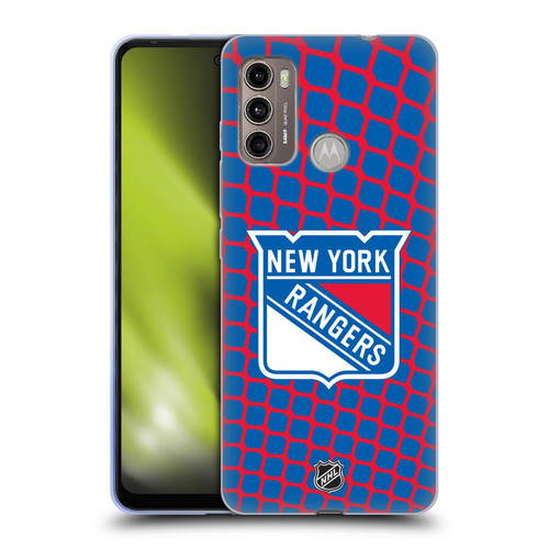 NHL New York Rangers Net Pattern Soft Gel Case for Motorola Moto G60 / Moto G40 Fusion