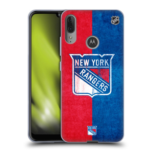 NHL New York Rangers Half Distressed Soft Gel Case for Motorola Moto E6 Plus