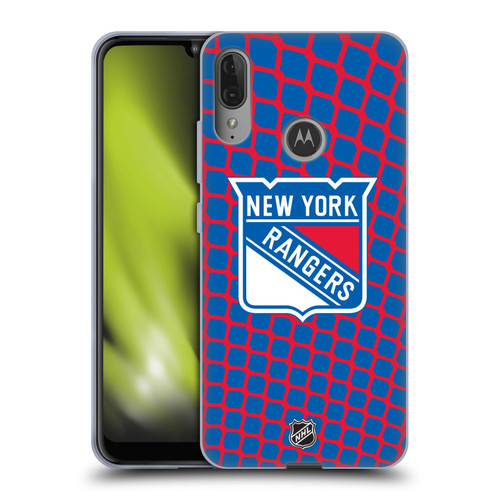 NHL New York Rangers Net Pattern Soft Gel Case for Motorola Moto E6 Plus