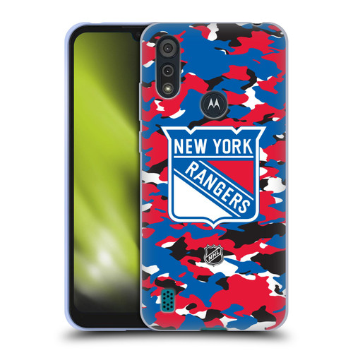NHL New York Rangers Camouflage Soft Gel Case for Motorola Moto E6s (2020)