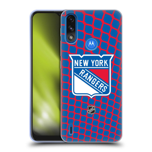 NHL New York Rangers Net Pattern Soft Gel Case for Motorola Moto E7 Power / Moto E7i Power
