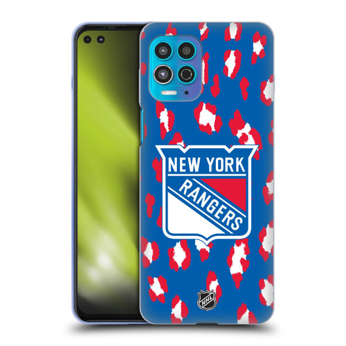 NHL New York Rangers Leopard Pattern Soft Gel Case for Motorola Moto G100
