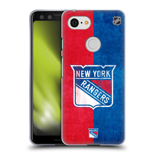 NHL New York Rangers Half Distressed Soft Gel Case for Google Pixel 3