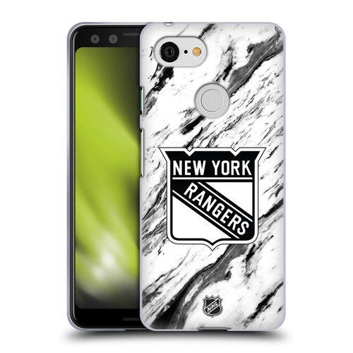 NHL New York Rangers Marble Soft Gel Case for Google Pixel 3