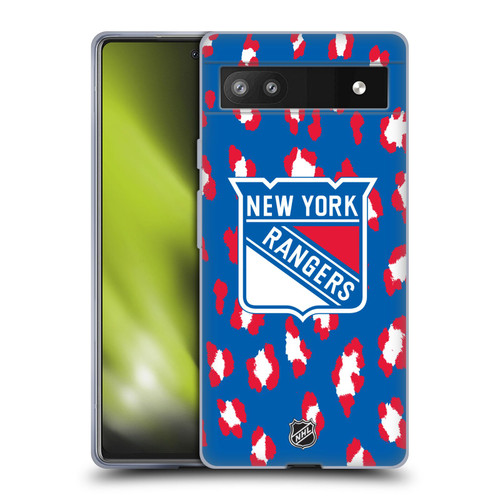 NHL New York Rangers Leopard Patten Soft Gel Case for Google Pixel 6a