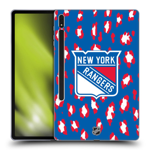 NHL New York Rangers Leopard Pattern Soft Gel Case for Samsung Galaxy Tab S8 Plus