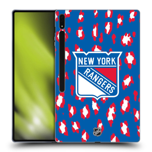 NHL New York Rangers Leopard Patten Soft Gel Case for Samsung Galaxy Tab S8 Ultra