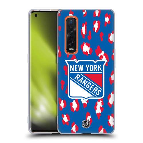 NHL New York Rangers Leopard Pattern Soft Gel Case for OPPO Find X2 Pro 5G