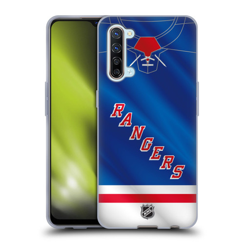 NHL New York Rangers Jersey Soft Gel Case for OPPO Find X2 Lite 5G