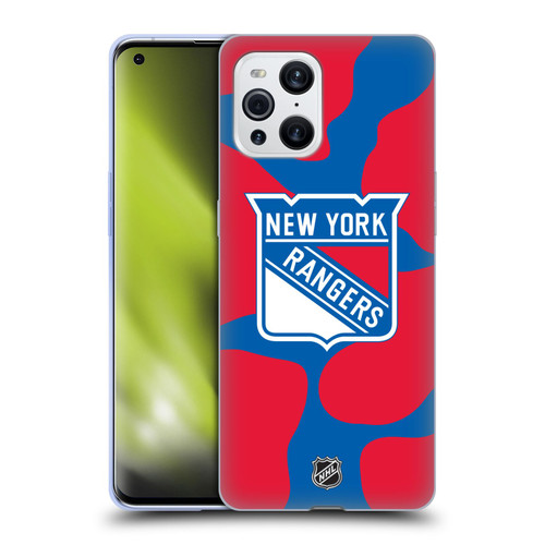 NHL New York Rangers Cow Pattern Soft Gel Case for OPPO Find X3 / Pro