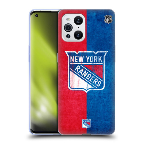 NHL New York Rangers Half Distressed Soft Gel Case for OPPO Find X3 / Pro