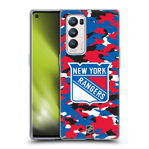 NHL New York Rangers Camouflage Soft Gel Case for OPPO Find X3 Neo / Reno5 Pro+ 5G