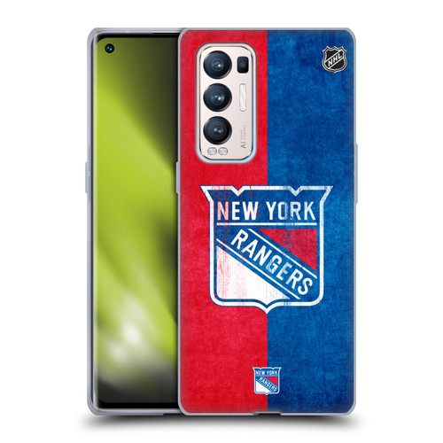 NHL New York Rangers Half Distressed Soft Gel Case for OPPO Find X3 Neo / Reno5 Pro+ 5G