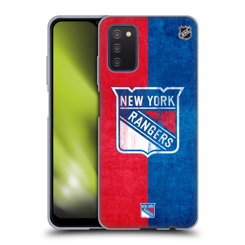 NHL New York Rangers Half Distressed Soft Gel Case for Samsung Galaxy A03s (2021)