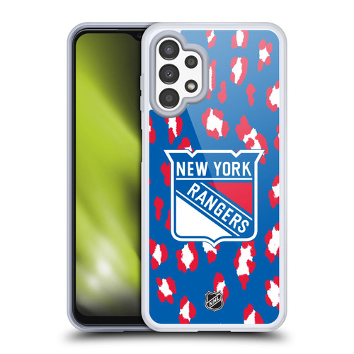 NHL New York Rangers Leopard Patten Soft Gel Case for Samsung Galaxy A13 (2022)