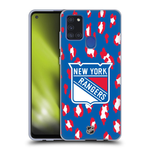 NHL New York Rangers Leopard Patten Soft Gel Case for Samsung Galaxy A21s (2020)