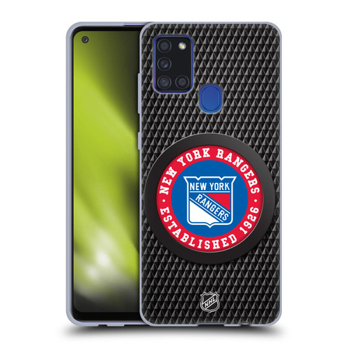 NHL New York Rangers Puck Texture Soft Gel Case for Samsung Galaxy A21s (2020)