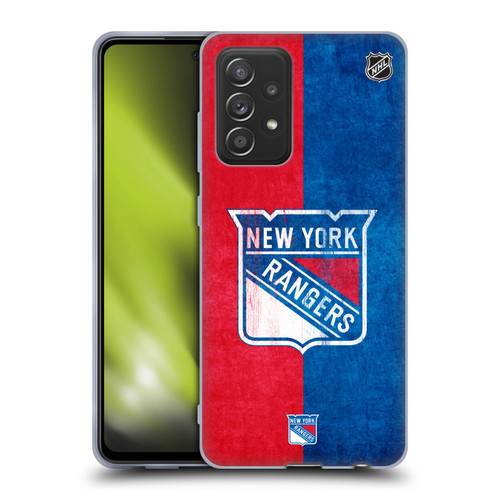 NHL New York Rangers Half Distressed Soft Gel Case for Samsung Galaxy A52 / A52s / 5G (2021)