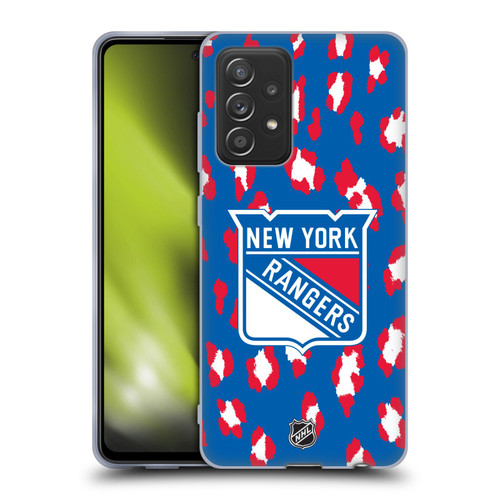 NHL New York Rangers Leopard Pattern Soft Gel Case for Samsung Galaxy A52 / A52s / 5G (2021)