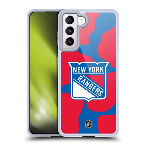 NHL New York Rangers Cow Pattern Soft Gel Case for Samsung Galaxy S21 5G
