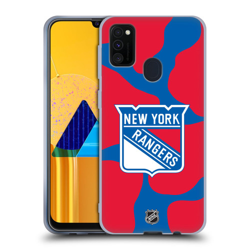NHL New York Rangers Cow Pattern Soft Gel Case for Samsung Galaxy M30s (2019)/M21 (2020)