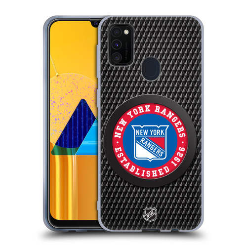 NHL New York Rangers Puck Texture Soft Gel Case for Samsung Galaxy M30s (2019)/M21 (2020)