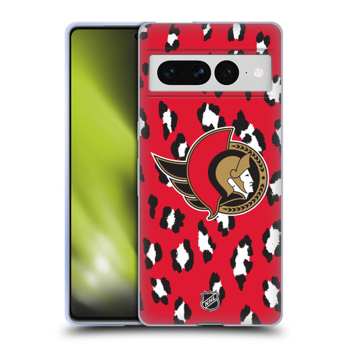 NHL Ottawa Senators Leopard Patten Soft Gel Case for Google Pixel 7 Pro