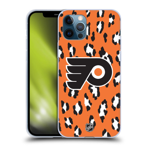 NHL Philadelphia Flyers Leopard Pattern Soft Gel Case for Apple iPhone 12 / iPhone 12 Pro