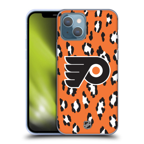 NHL Philadelphia Flyers Leopard Pattern Soft Gel Case for Apple iPhone 13