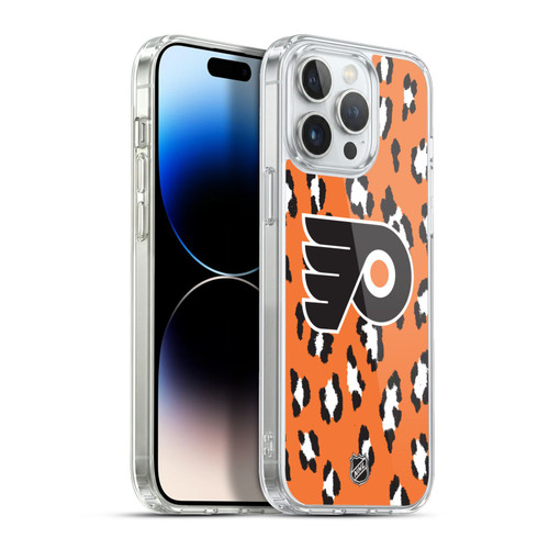 NHL Philadelphia Flyers Leopard Pattern Soft Gel Case for Apple iPhone 13 Pro Max & MagSafe
