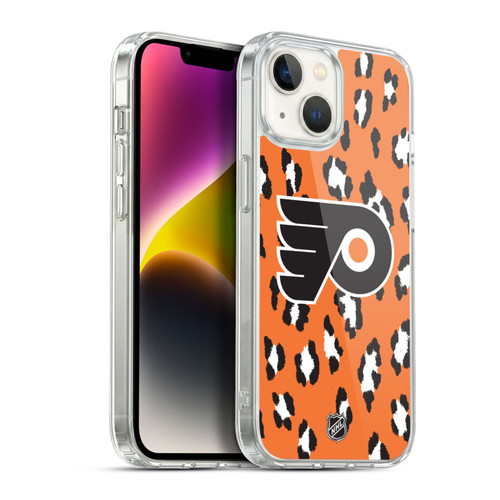 NHL Philadelphia Flyers Leopard Pattern Soft Gel Case for Apple iPhone 14