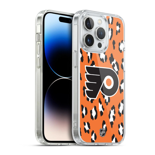 NHL Philadelphia Flyers Leopard Pattern Soft Gel Case for Apple iPhone 14 Pro & MagSafe
