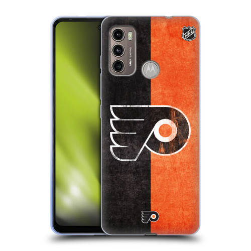 NHL Philadelphia Flyers Half Distressed Soft Gel Case for Motorola Moto G60 / Moto G40 Fusion