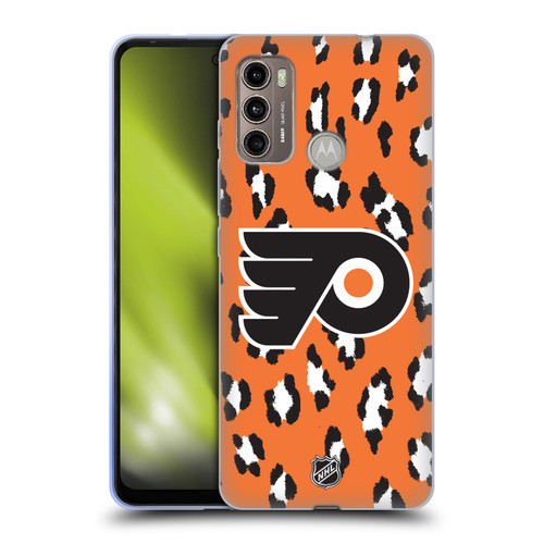 NHL Philadelphia Flyers Leopard Pattern Soft Gel Case for Motorola Moto G60 / Moto G40 Fusion