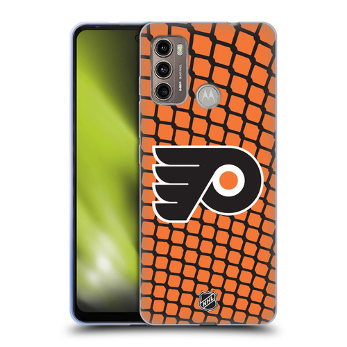 NHL Philadelphia Flyers Net Pattern Soft Gel Case for Motorola Moto G60 / Moto G40 Fusion