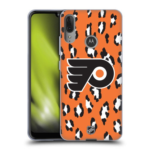NHL Philadelphia Flyers Leopard Pattern Soft Gel Case for Motorola Moto E6 Plus
