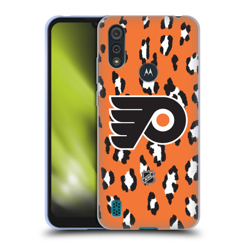 NHL Philadelphia Flyers Leopard Pattern Soft Gel Case for Motorola Moto E6s (2020)