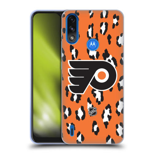 NHL Philadelphia Flyers Leopard Pattern Soft Gel Case for Motorola Moto E7 Power / Moto E7i Power