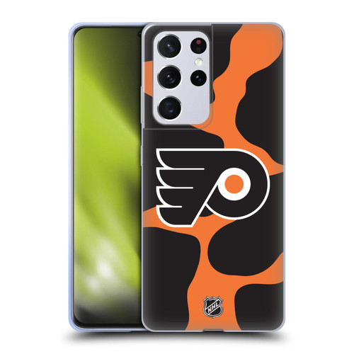 NHL Philadelphia Flyers Cow Pattern Soft Gel Case for Samsung Galaxy S21 Ultra 5G