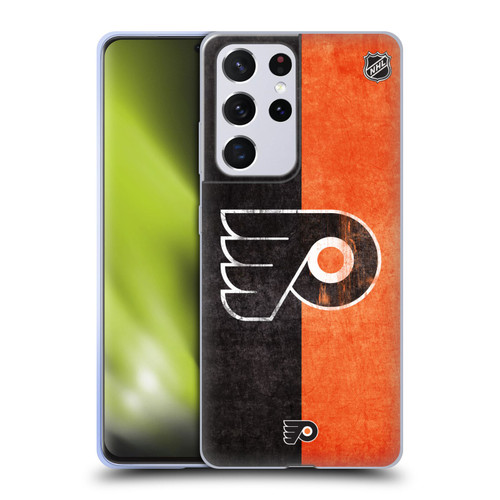 NHL Philadelphia Flyers Half Distressed Soft Gel Case for Samsung Galaxy S21 Ultra 5G