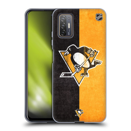 NHL Pittsburgh Penguins Half Distressed Soft Gel Case for HTC Desire 21 Pro 5G